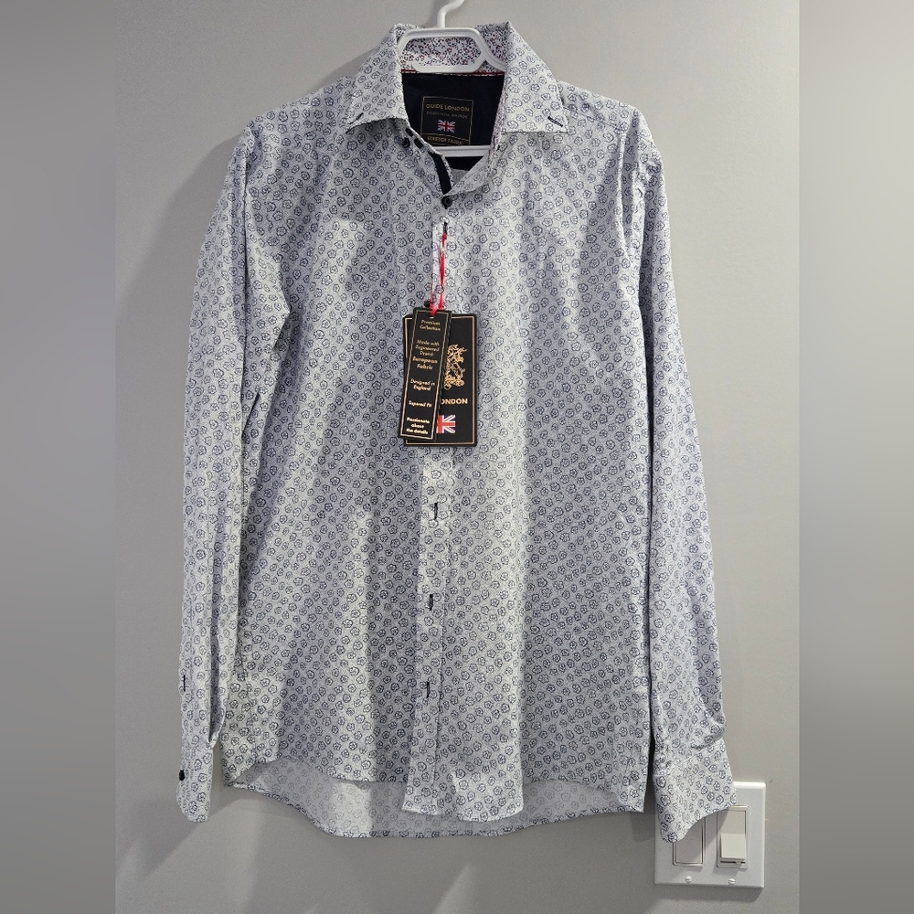 Men's Blue Flower Patterned Shirt